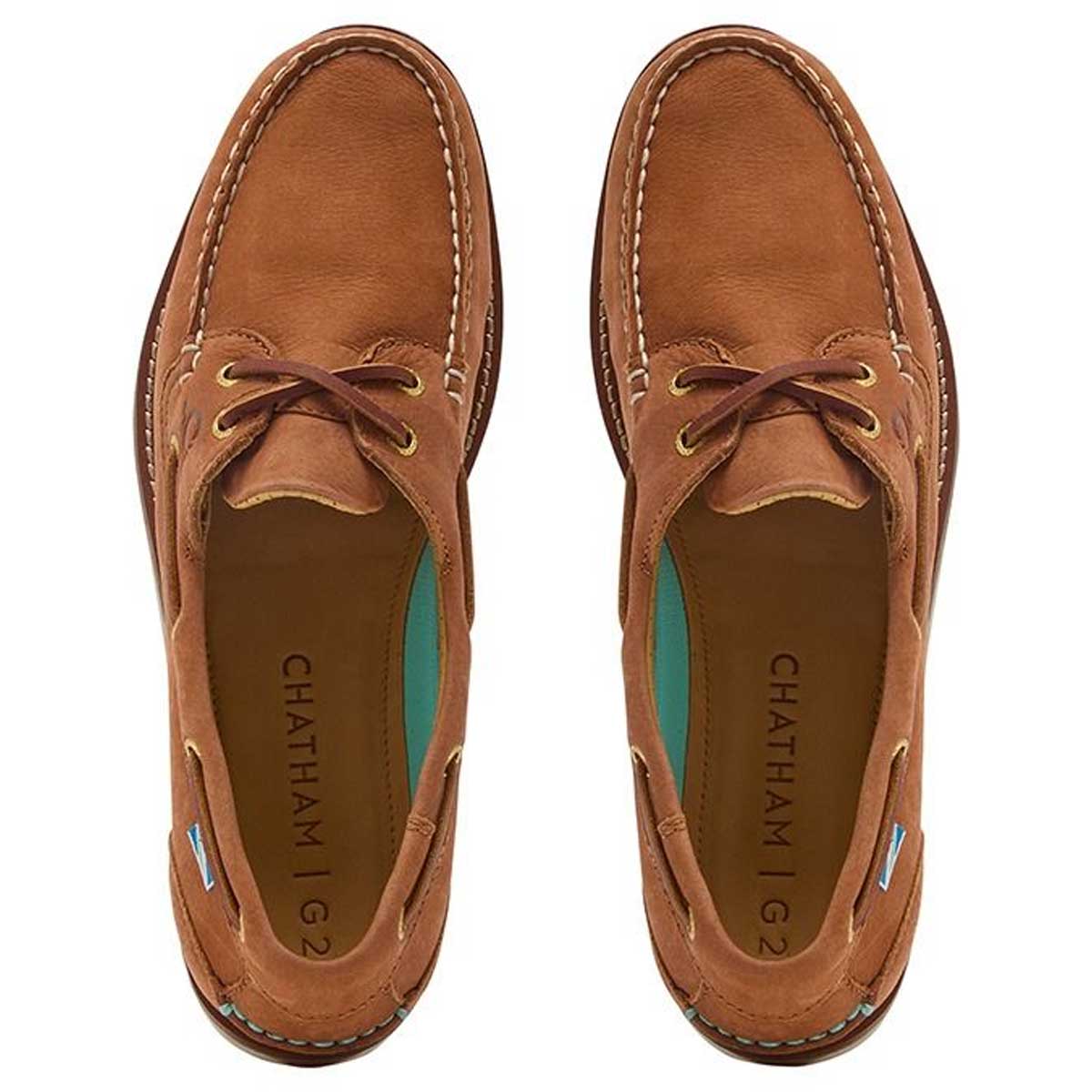 CHATHAM Mens Lyme G2 Leather Boat Shoes - Tan