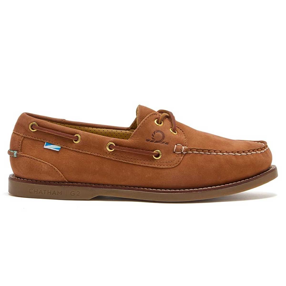 CHATHAM Mens Lyme G2 Leather Boat Shoes - Tan