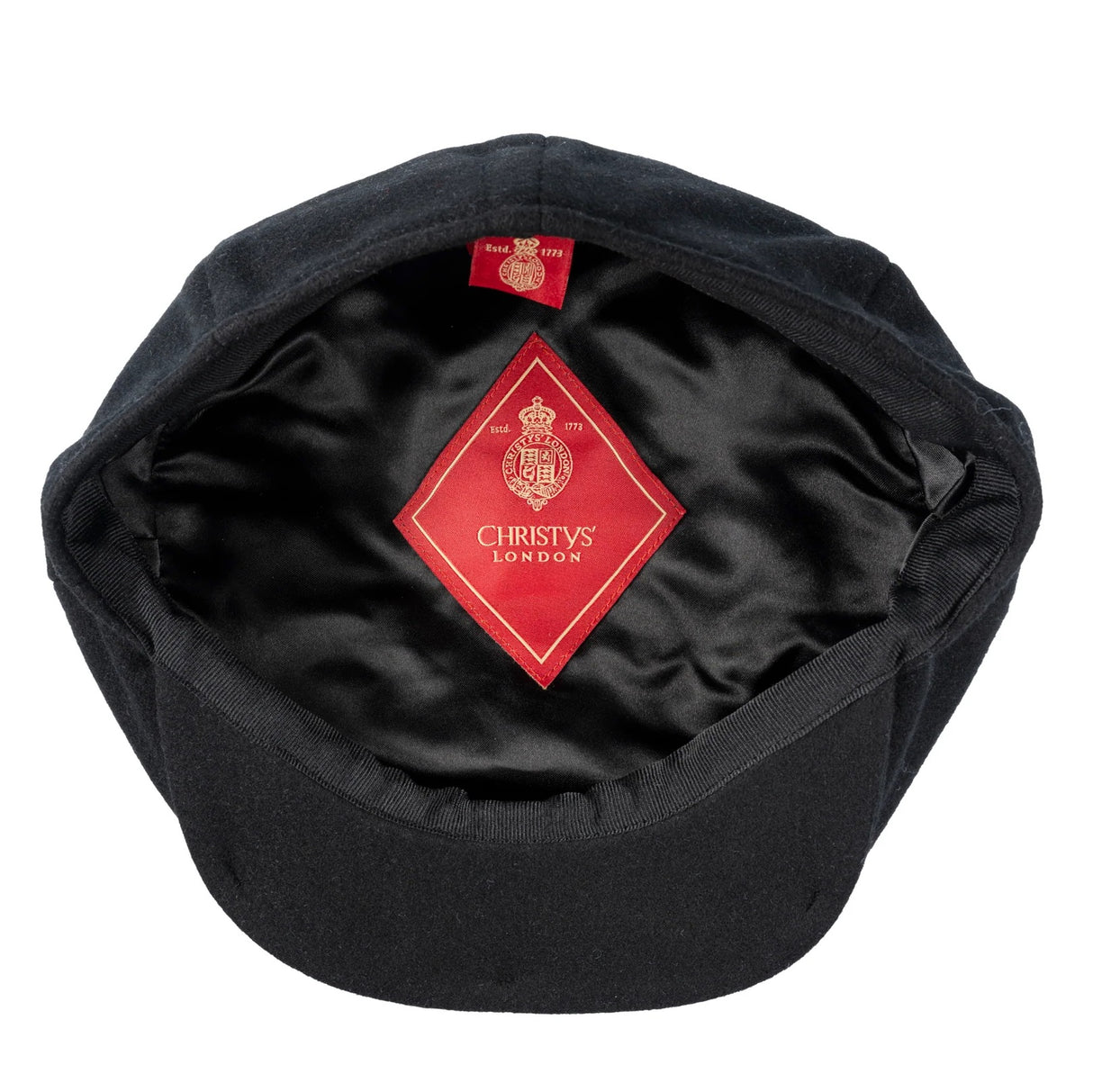 CHRISTYS' 8 Piece Baker Boy Melton Wool Flat Cap - Black Christys