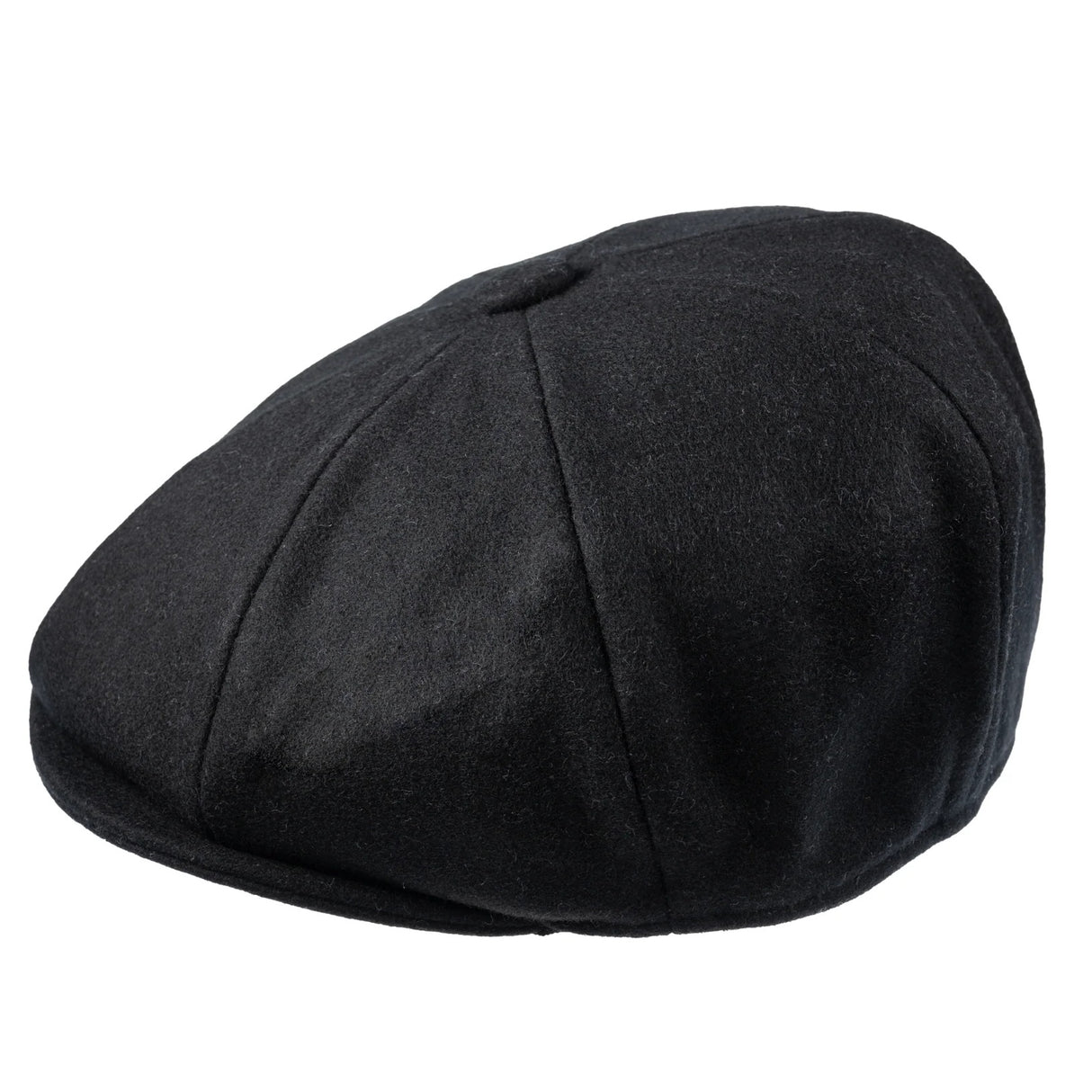 CHRISTYS' 8 Piece Baker Boy Melton Wool Flat Cap - Black Christys