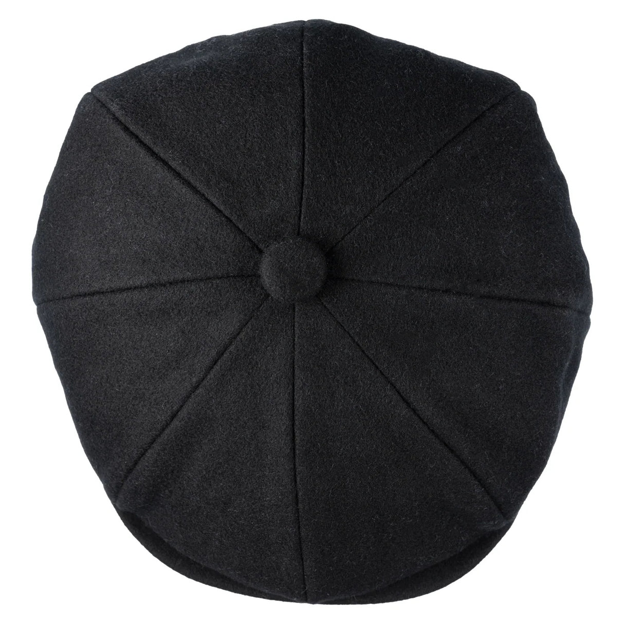 CHRISTYS' 8 Piece Baker Boy Melton Wool Flat Cap - Black Christys