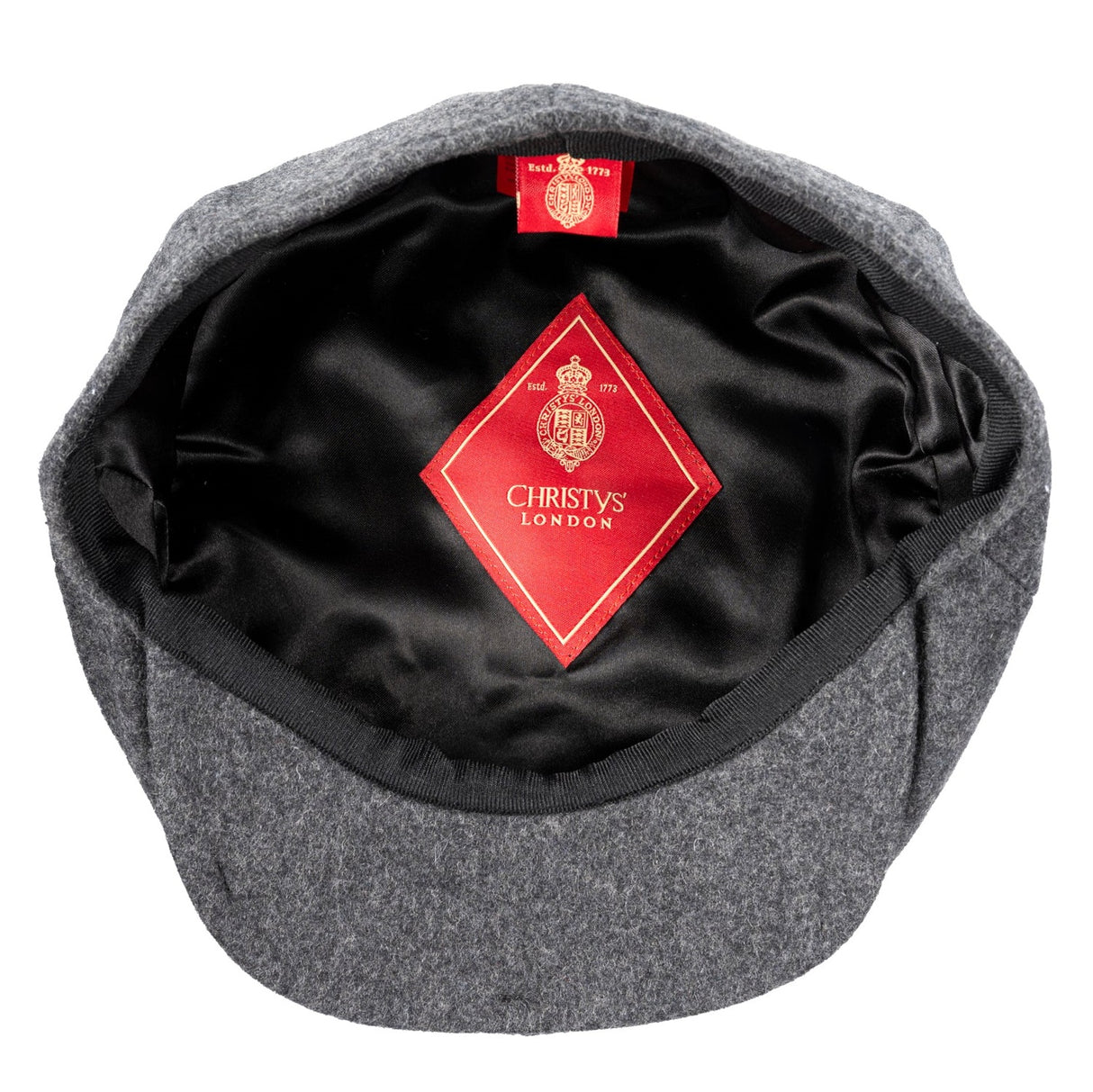 CHRISTYS' 8 Piece Baker Boy Melton Wool Flat Cap - Charcoal Mix Christys