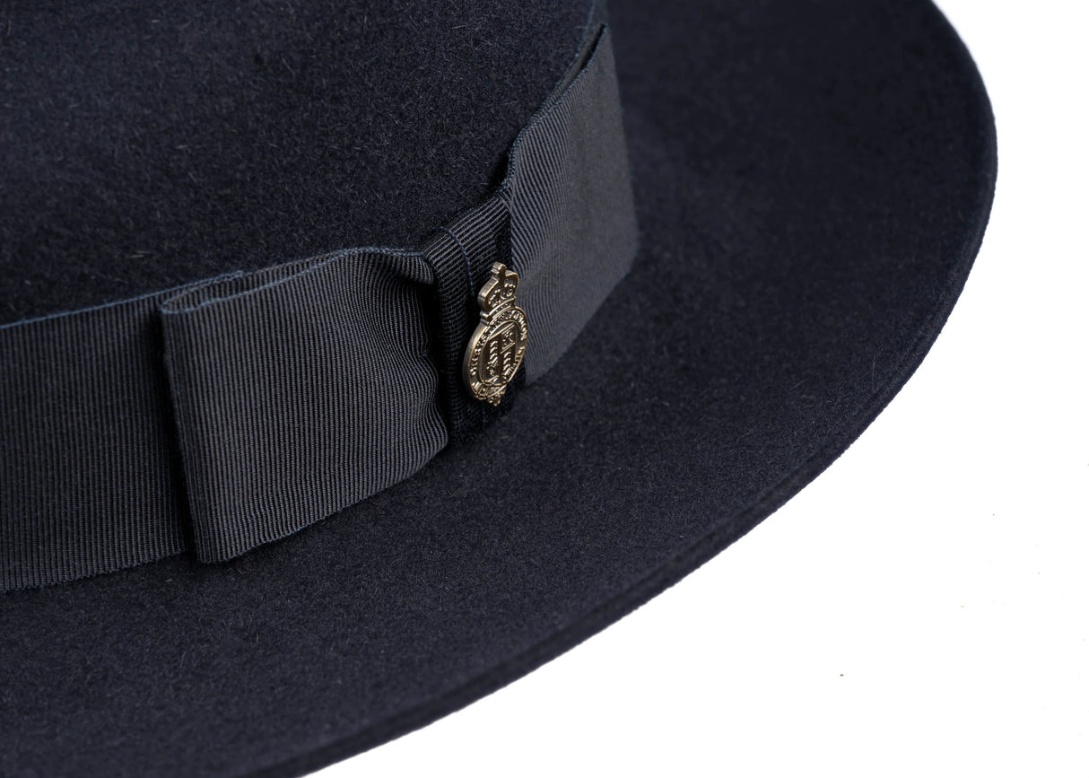 CHRISTYS' Classic Fur Felt Fedora Hat - Navy Christys