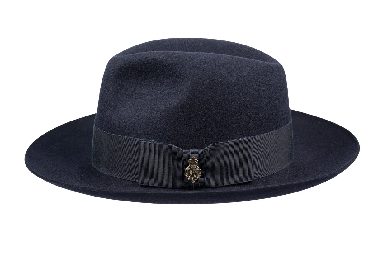 CHRISTYS' Classic Fur Felt Fedora Hat - Navy Christys