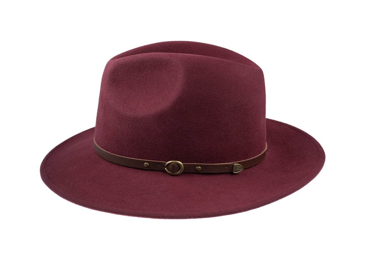 CHRISTYS' Crushable Wool Felt Safari Hat - Maroon Christys