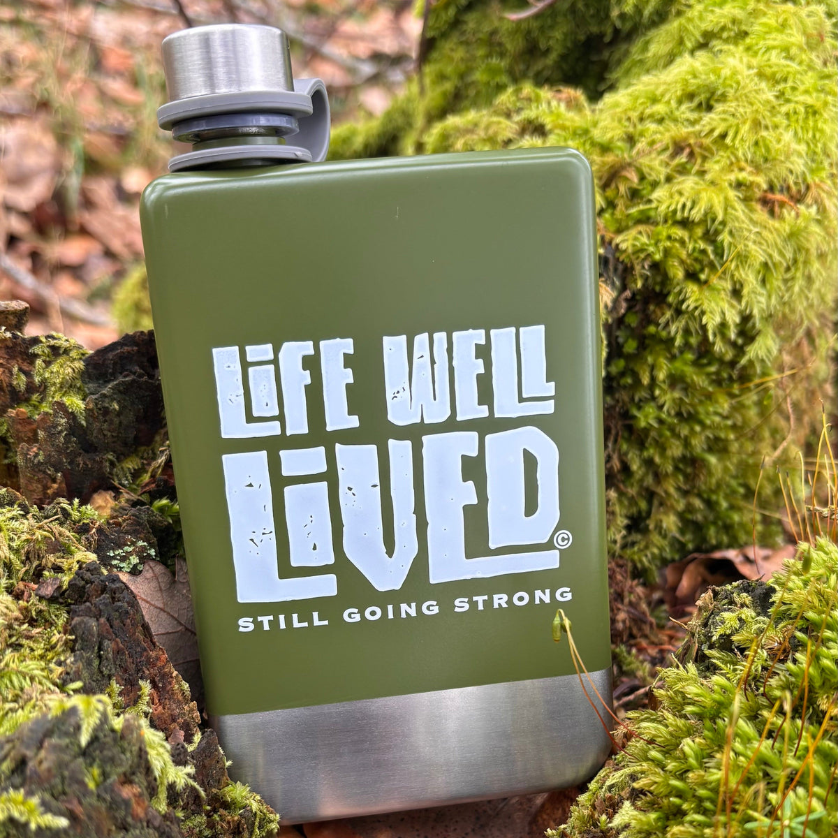 LIFE WELL LIVED Classic Edition 12oz Hip Flask - Green
