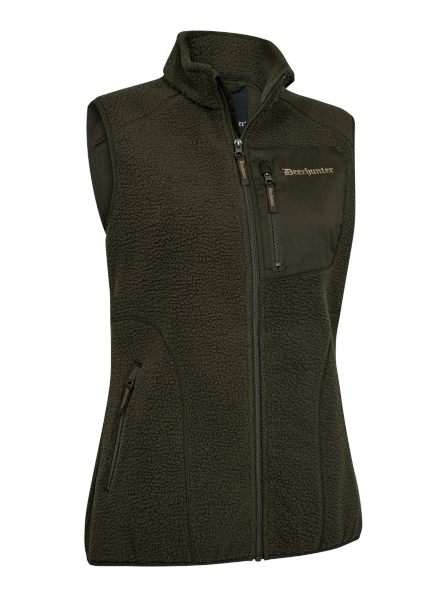 DEERHUNTER Lady Atlas Fleece Waistcoat - Womens - Forest Green front flat lay