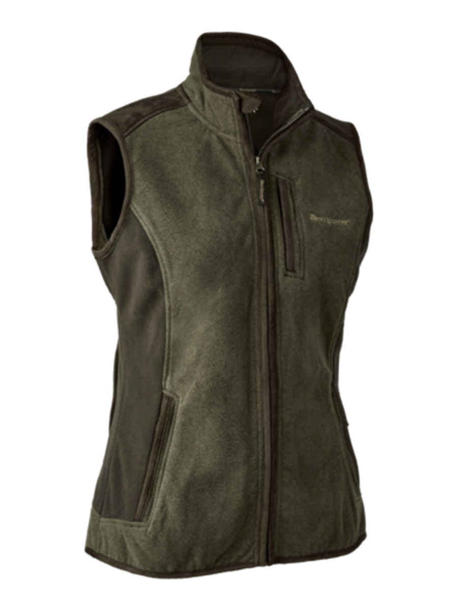 DEERHUNTER Lady Pam Bonded Fleece Waistcoat - Womens - Graphite Green - front product view