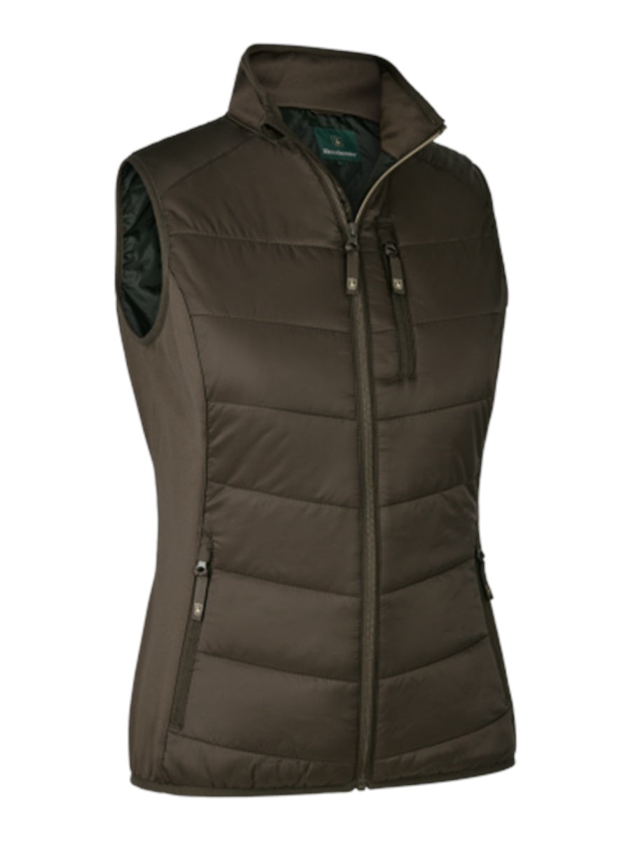 DEERHUNTER Lady Heat Padded Waistcoat - Womens - Wood front flat lay