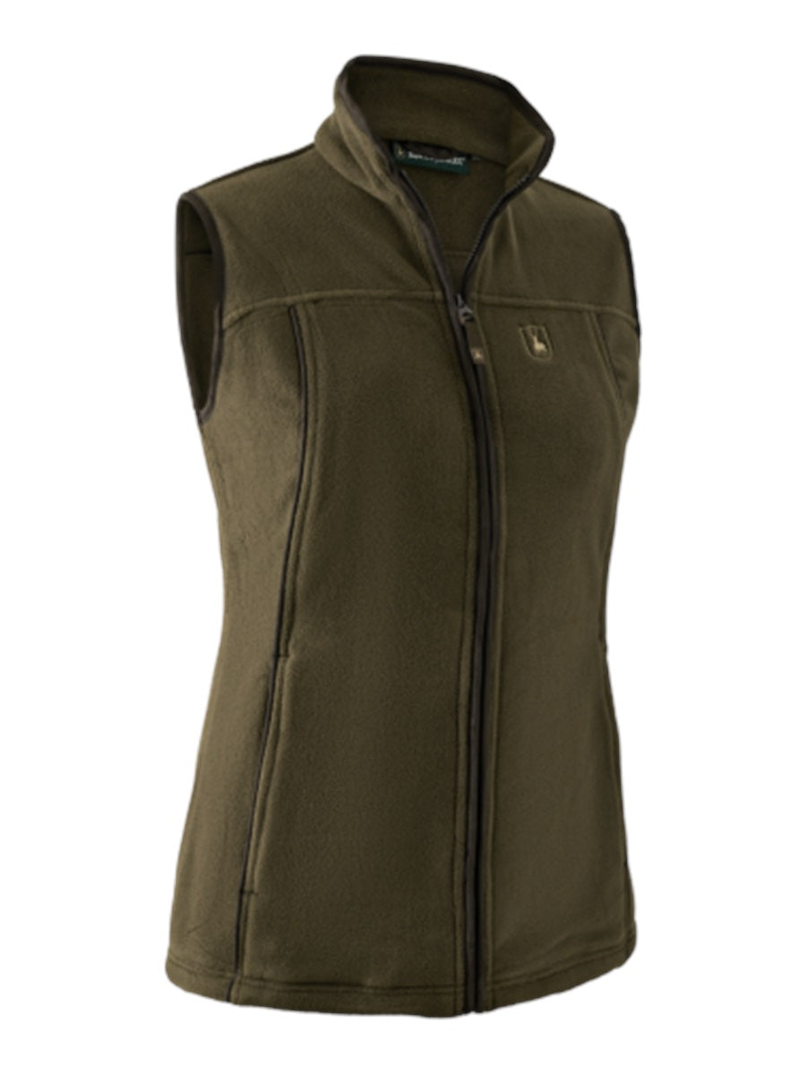 DEERHUNTER Lady Eagle Fleece Waistcoat - Womens - Tarmac Green front flat lay