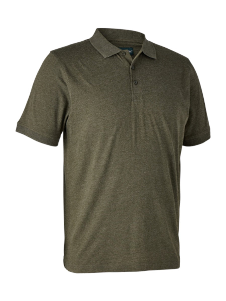 DEERHUNTER Gunnar Polo Shirt - Mens - Adventure Green Melange front flat lay