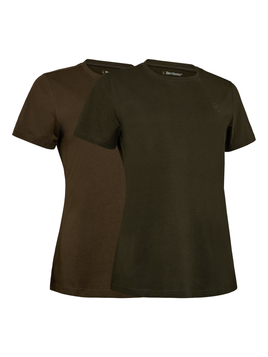 Deerhunter Lady 2-Pack T-Shirts in Fallen Leaf and Timber – front product view