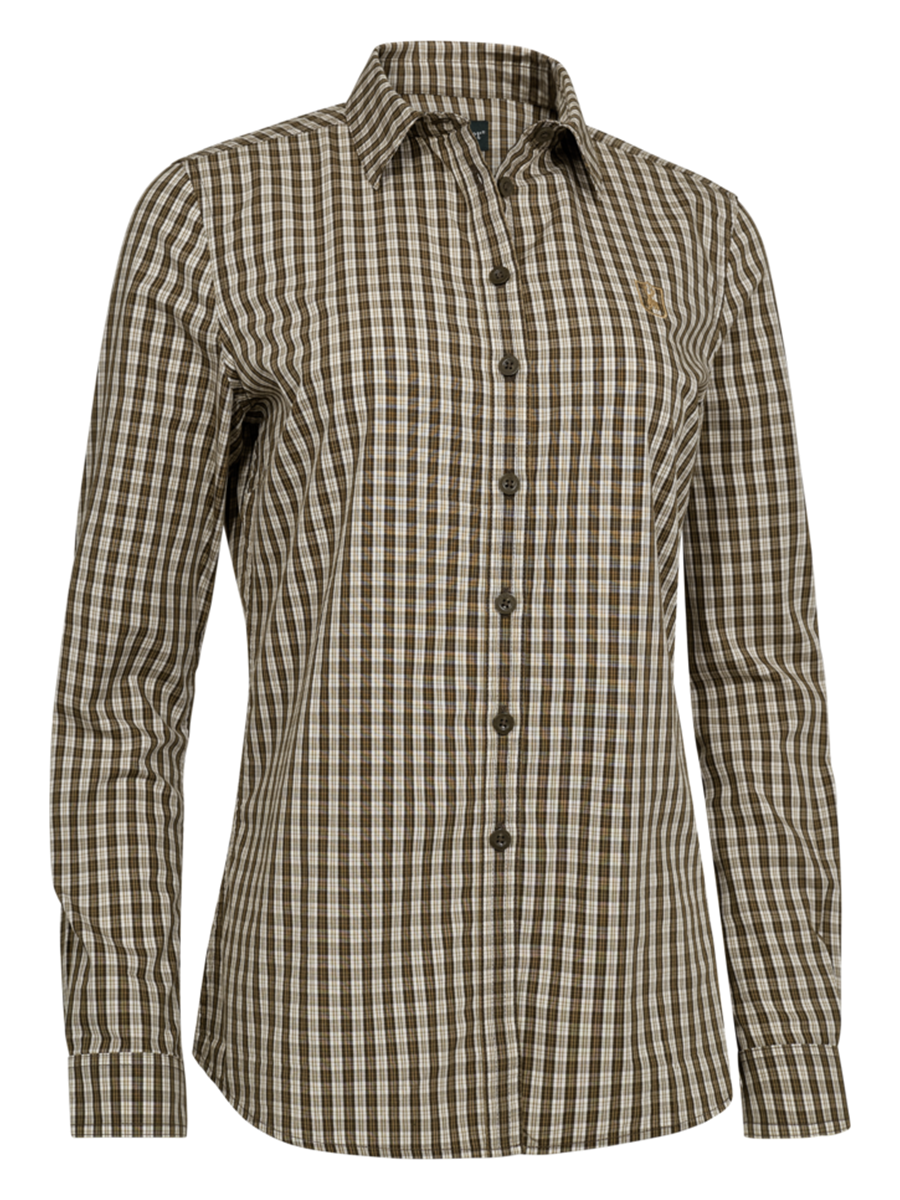 Deerhunter Lady Bridget Shirt in Brown Check – front product view