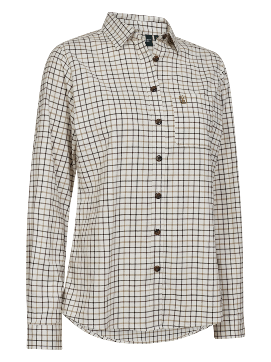 Deerhunter Lady Grace Shirt in Beige Check – front product view