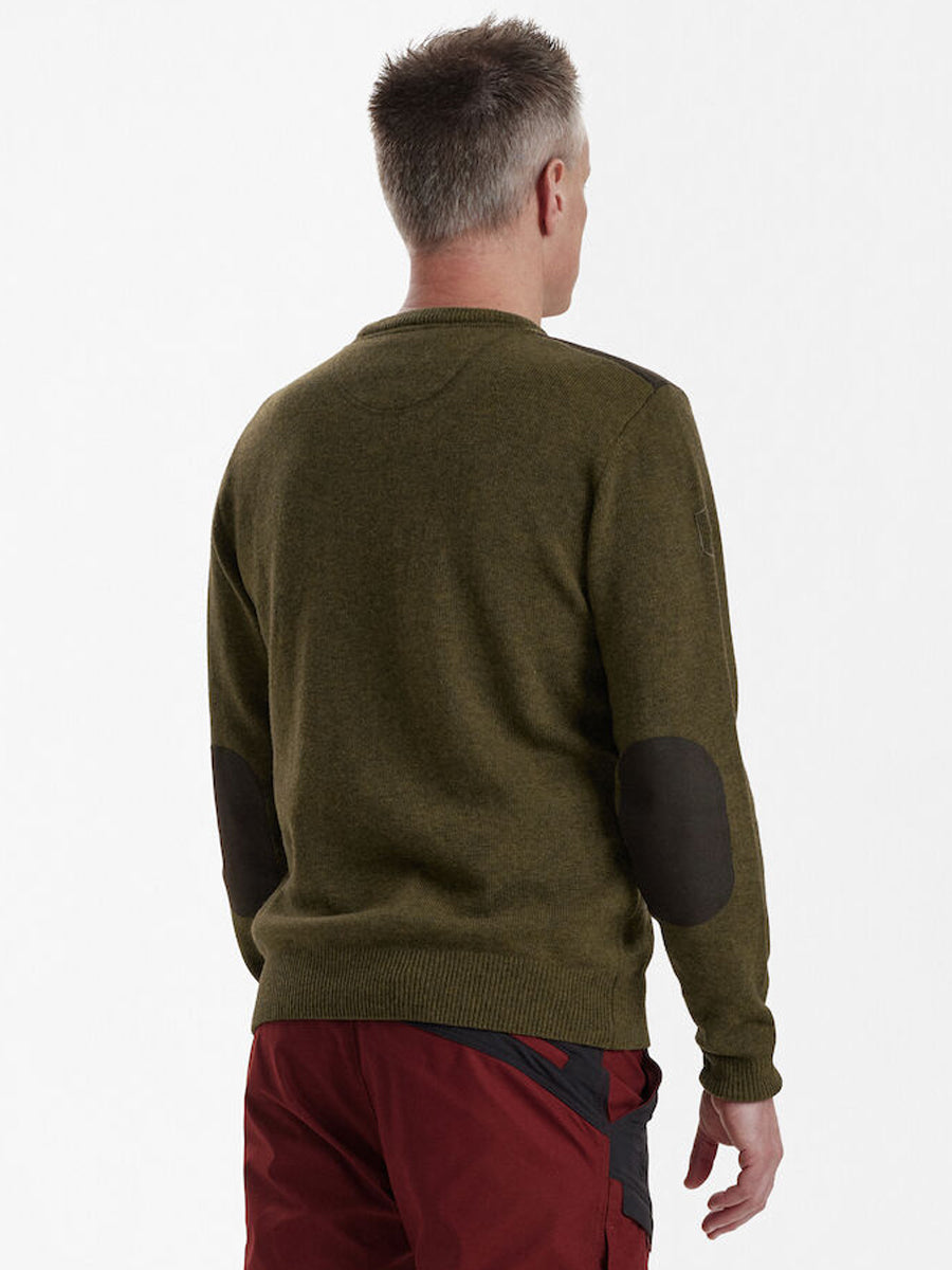 DEERHUNTER Sheffield Knit O-Neck Jumper - Mens - Cypress
