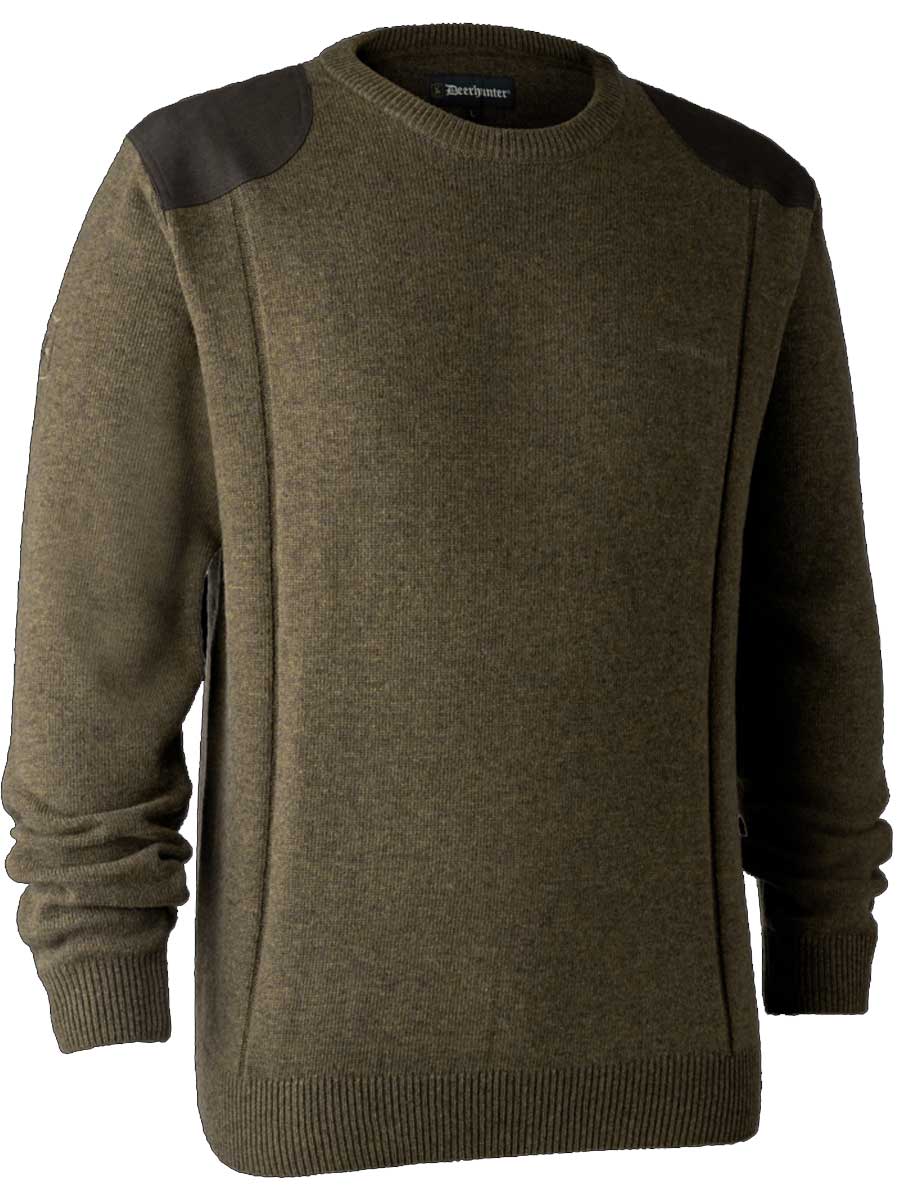 DEERHUNTER Sheffield Knit O-Neck Jumper - Mens - Cypress