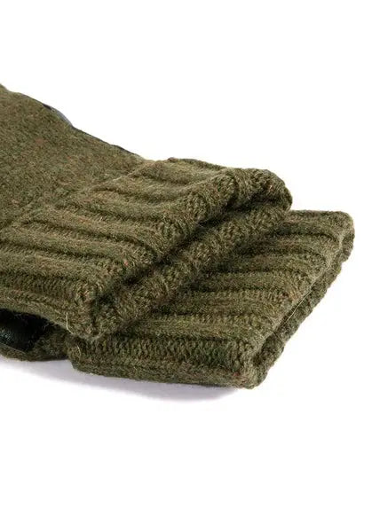DENTS Browning Knitted Shooting Gloves With Leather Palm - Mens - Olive Dents