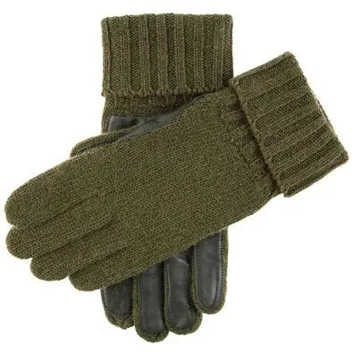 DENTS Browning Knitted Shooting Gloves With Leather Palm - Mens - Olive Dents