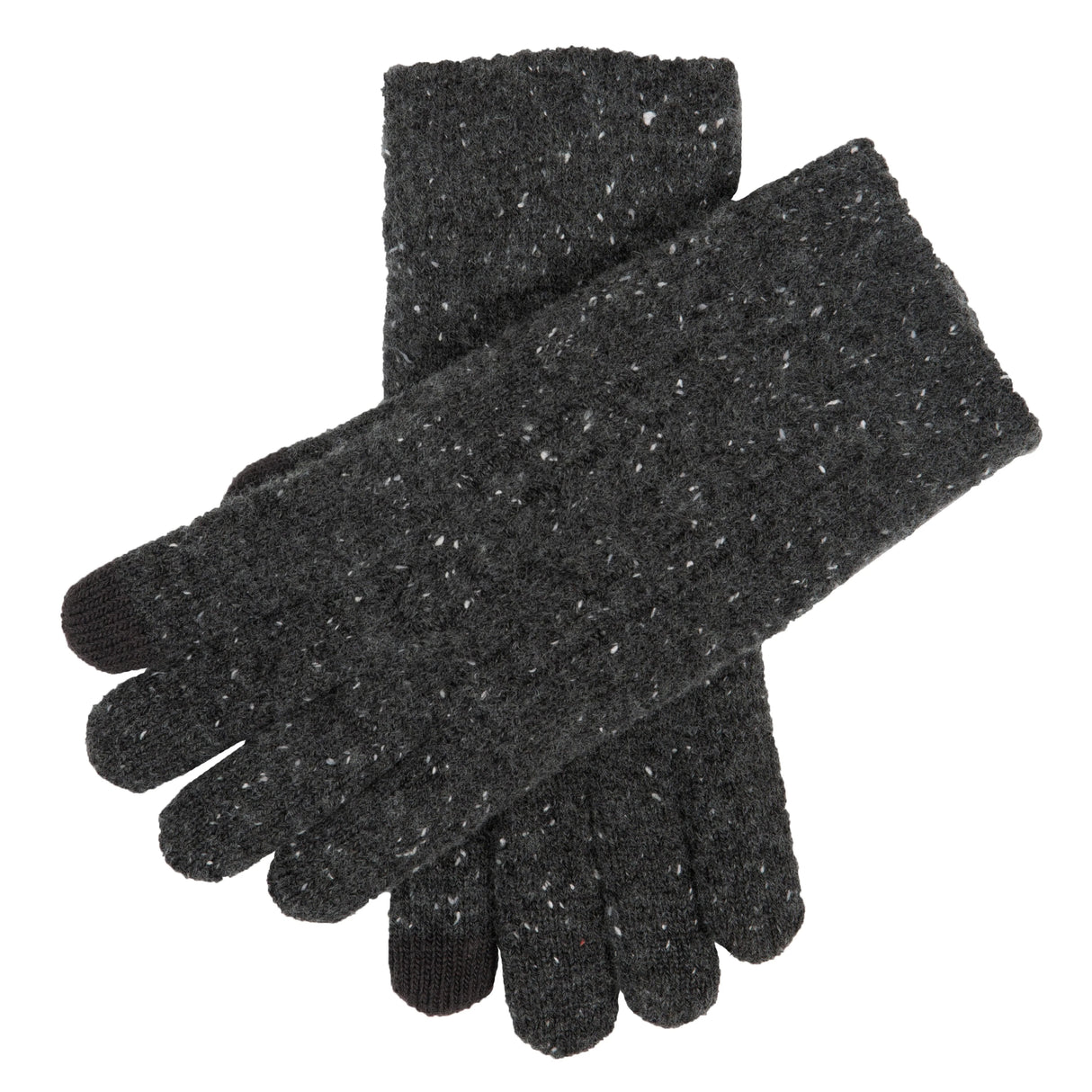 DENTS Lacock Men’s Touchscreen Cable Knit Gloves with Marl Yarn – Charcoal