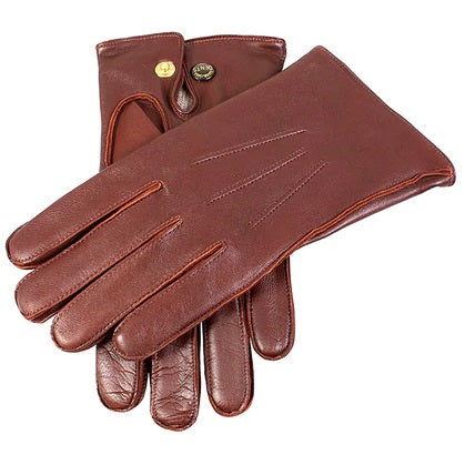 DENTS Mendip Wool-Lined Leather Officers Gloves - Mens Three-Point - English Tan Dents