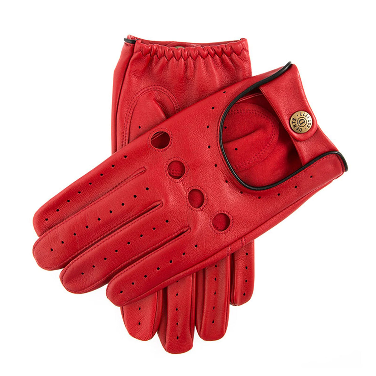 DENTS Delta Men's Classic Leather Driving Gloves - Berry & Black
