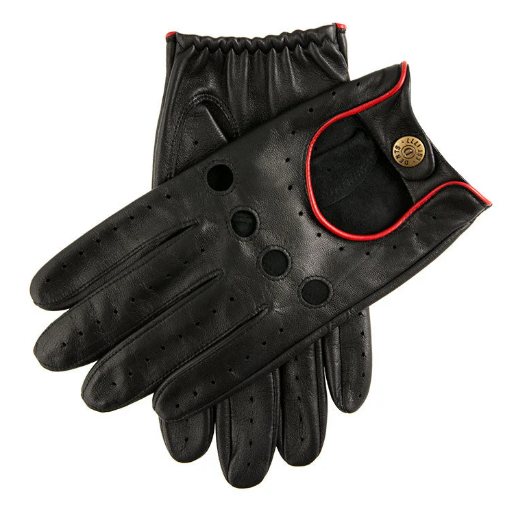 DENTS Delta Men's Classic Leather Driving Gloves - Black & Berry