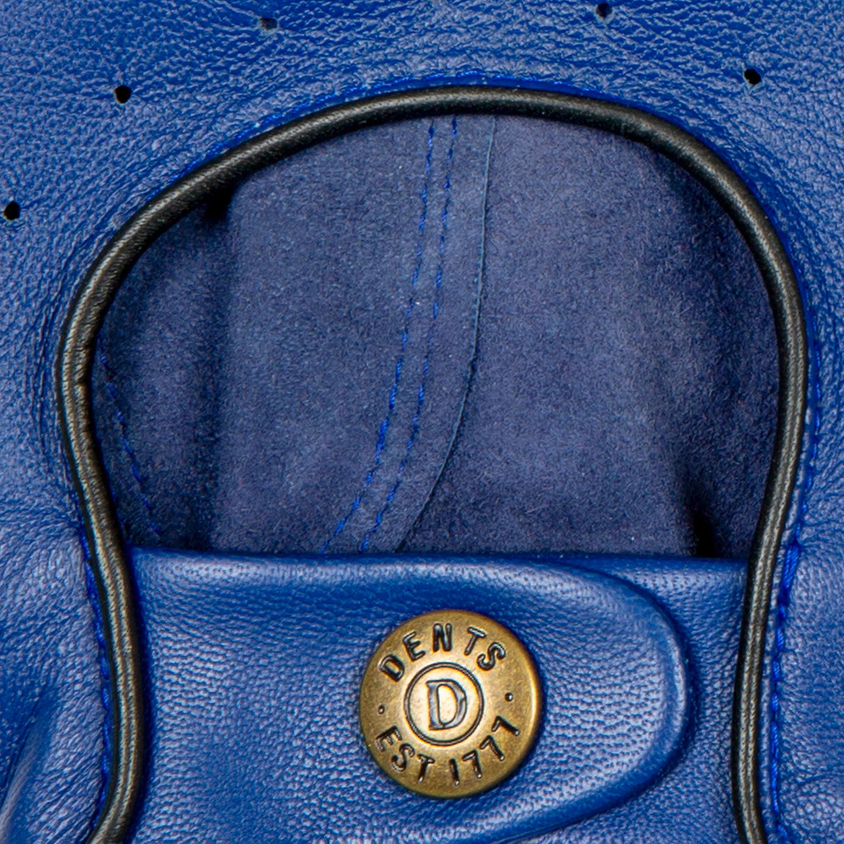 DENTS Delta Men's Classic Leather Driving Gloves - Royal Blue & Black