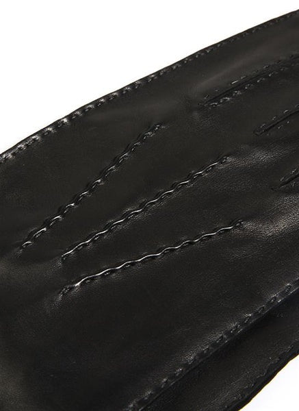 DENTS Kingston Silk-Lined Leather Gloves - Mens Handsewn Three-Point - Black Dents
