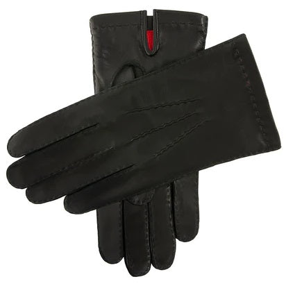 DENTS Kingston Silk-Lined Leather Gloves - Mens Handsewn Three-Point - Black Dents