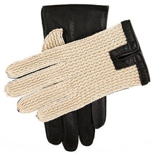 Load image into Gallery viewer, DENTS Lancaster Crochet Back Imitation Peccary Leather Driving Gloves - Mens - Neutral &amp; Black
