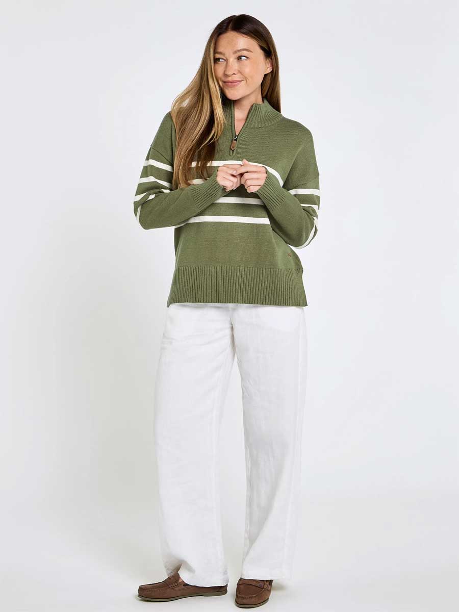 DUBARRY Fonthill Zip Neck Sweater - Womens - Kelp