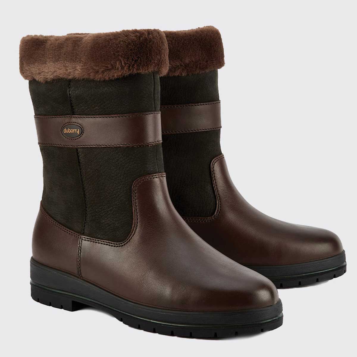 DUBARRY Foxrock Fur Lined Country Boots - Black/Brown