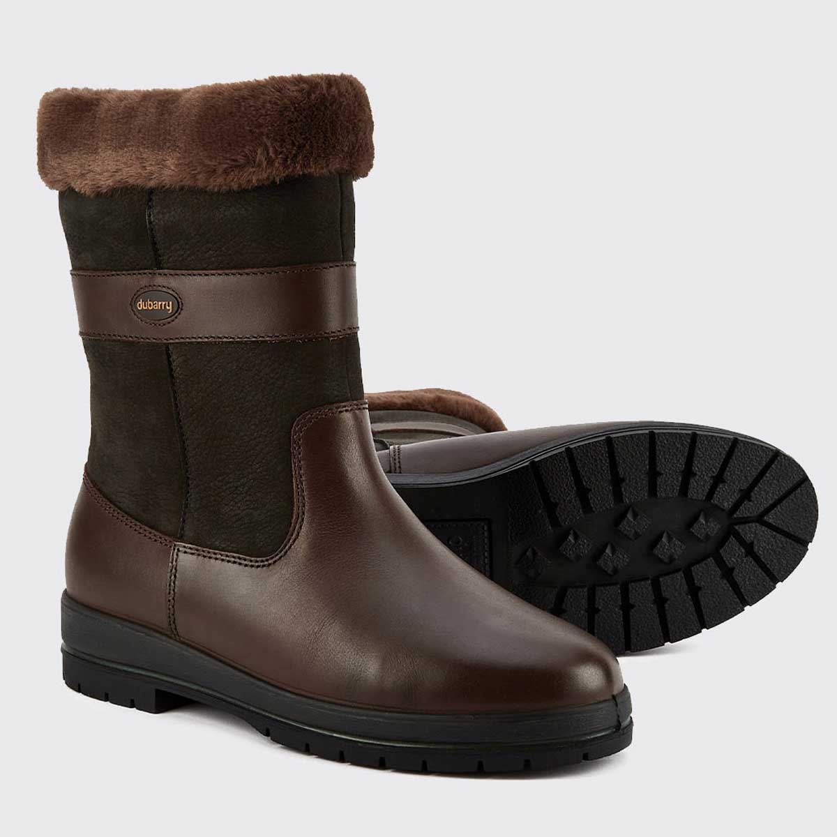 DUBARRY Foxrock Fur Lined Country Boots - Black/Brown