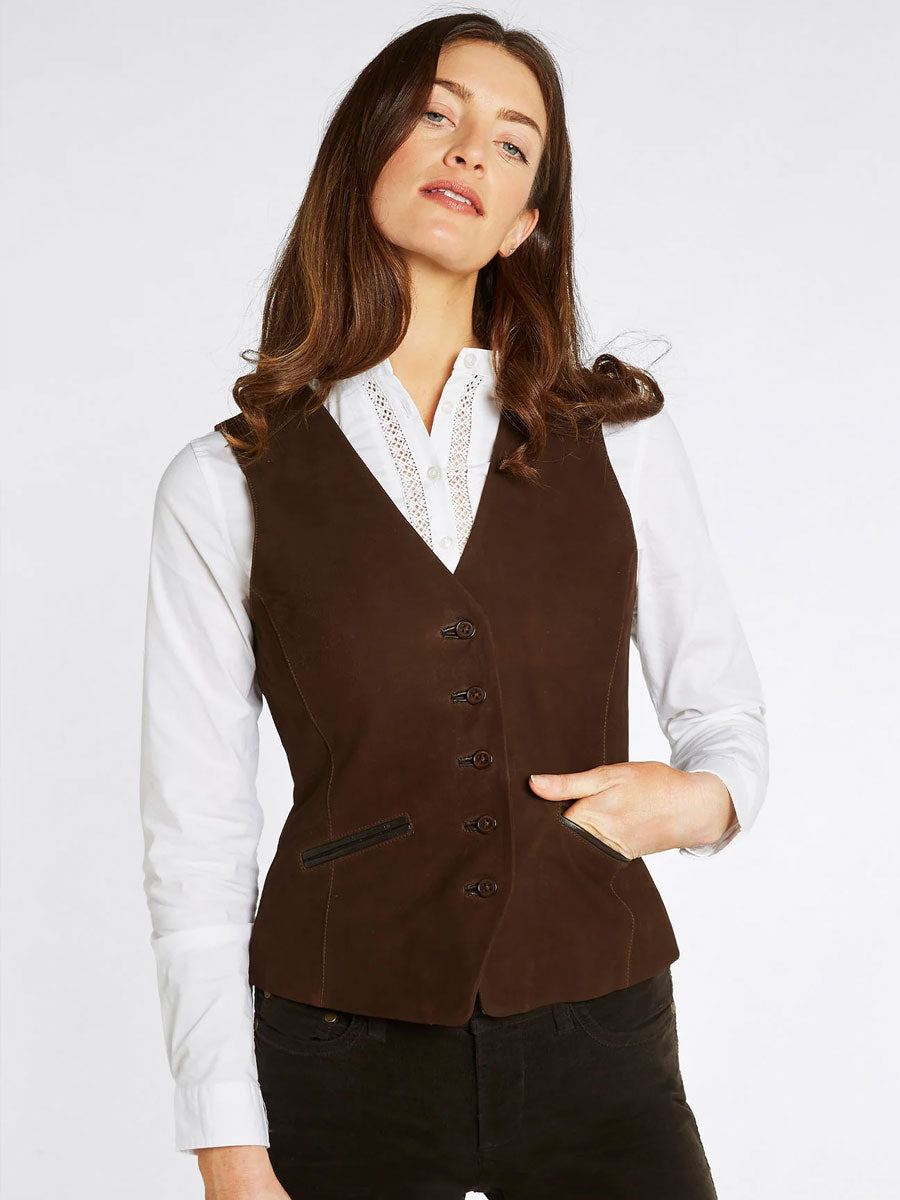 DUBARRY Greville Tailored Leather Waistcoat - Women's - Walnut