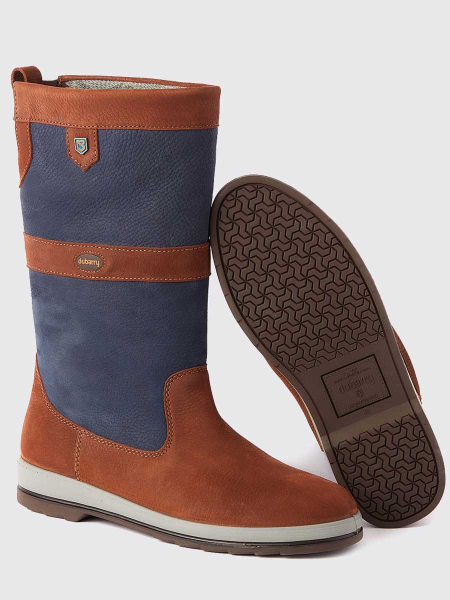 DUBARRY Ultima ExtraFit Sailing Boots - GORE-TEX Leather - Navy & Brown Dubarry
