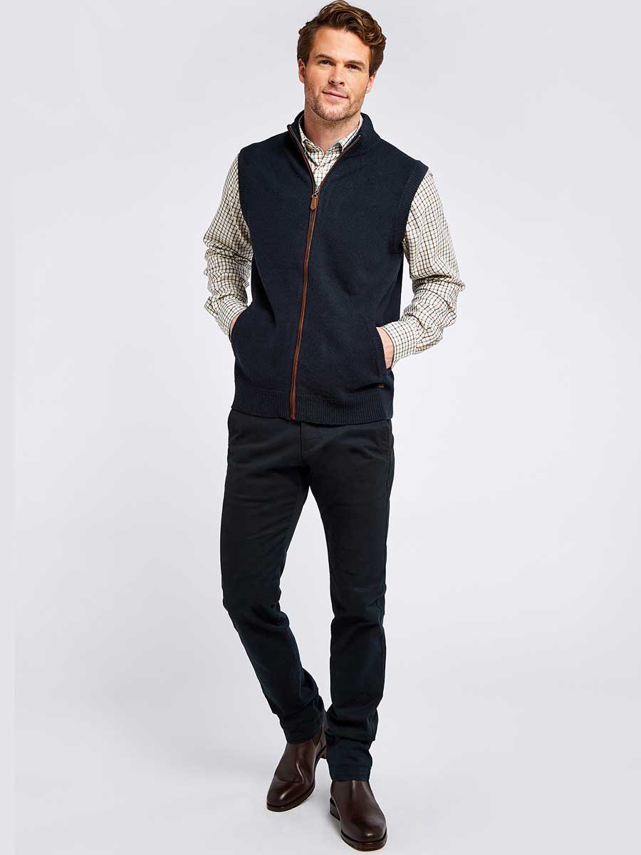 DUBARRY Upperwood Wool Blend Knit Gilet - Men's - Navy Dubarry