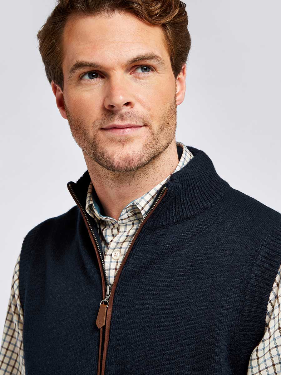 DUBARRY Upperwood Wool Blend Knit Gilet - Men's - Navy Dubarry