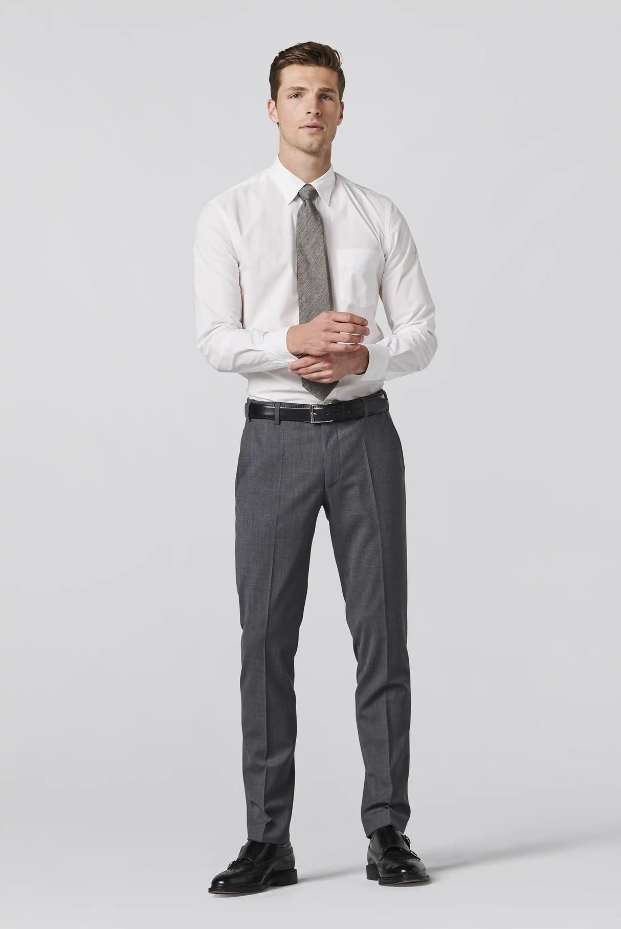 MEYER Oslo Trousers - 344 Flex Tropical Wool-Mix - Mid-Grey Meyer