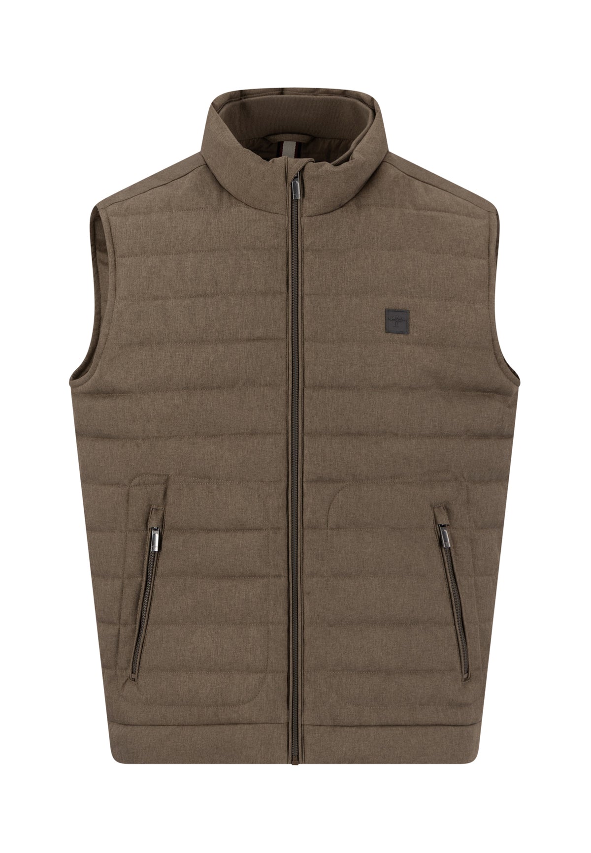 Fynch Hatton men's melange gilet in Earth – front view