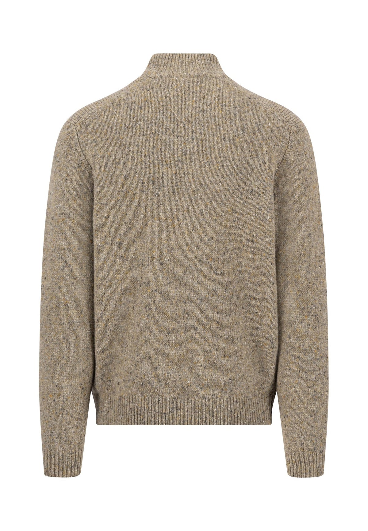 Fynch Hatton men's Donegal wool quarter-zip jumper in Clay – back view
