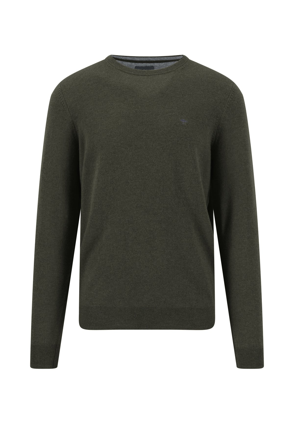 Fynch Hatton men's crew neck merino cashmere sweater in Cypress – front view