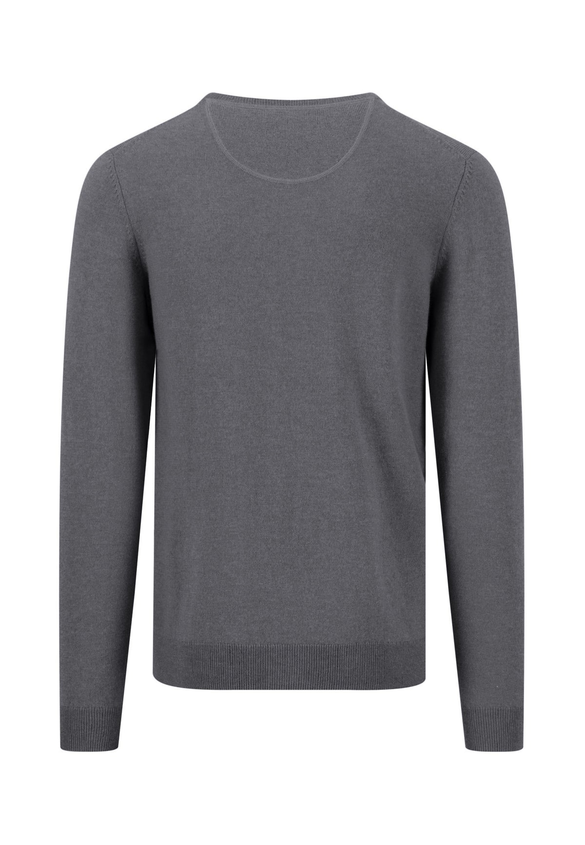Fynch Hatton men's crew neck merino cashmere sweater in Steel – back view