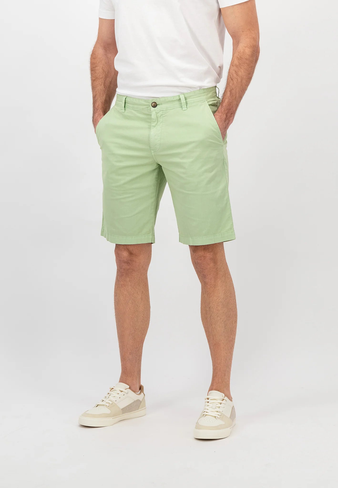 FYNCH HATTON Bermuda Shorts - Men's Stretch Cotton – Soft Green