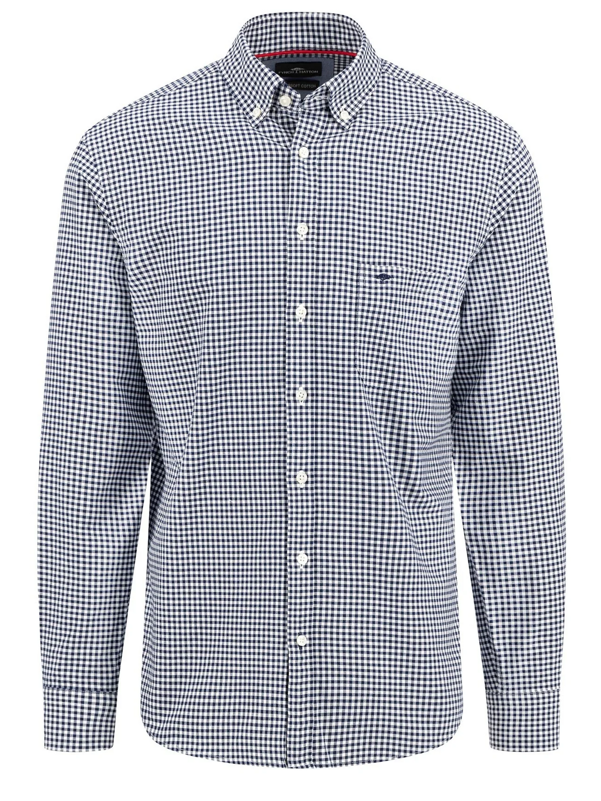 FYNCH HATTON Classic Oxford Shirt - Men's Soft Cotton – Navy Gingham Check
