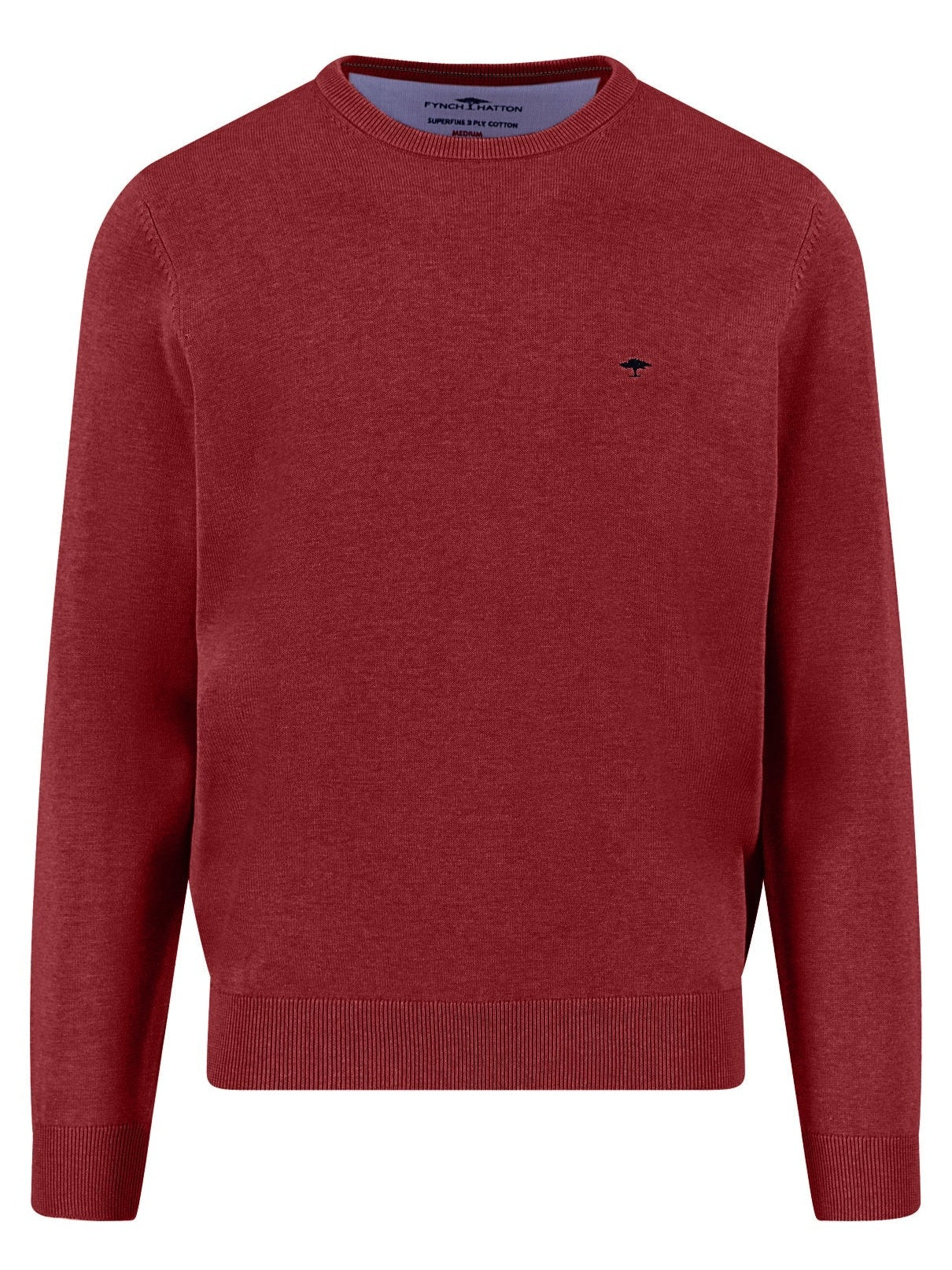 FYNCH HATTON Crew Neck Sweater - Men's Fine Knit – Garnet Red