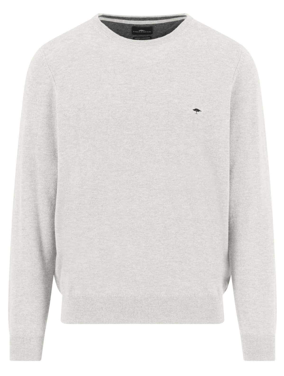 FYNCH HATTON Crew Neck Sweater - Men's Merino Wool Cashmere – Winter White