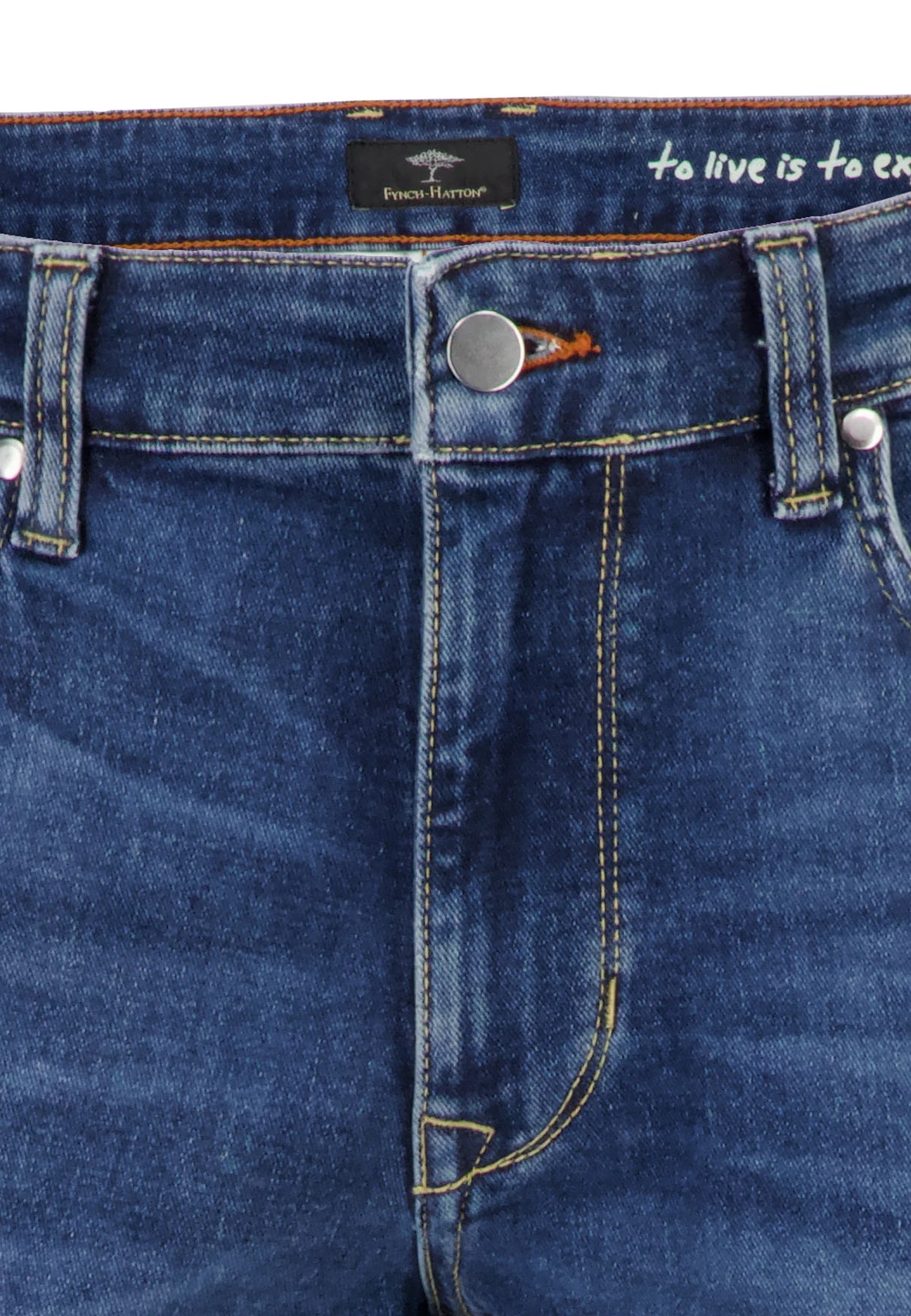 FYNCH HATTON Denim Jeans - Men's Modern Slim Fit – Mid Blue Fynch Hatton