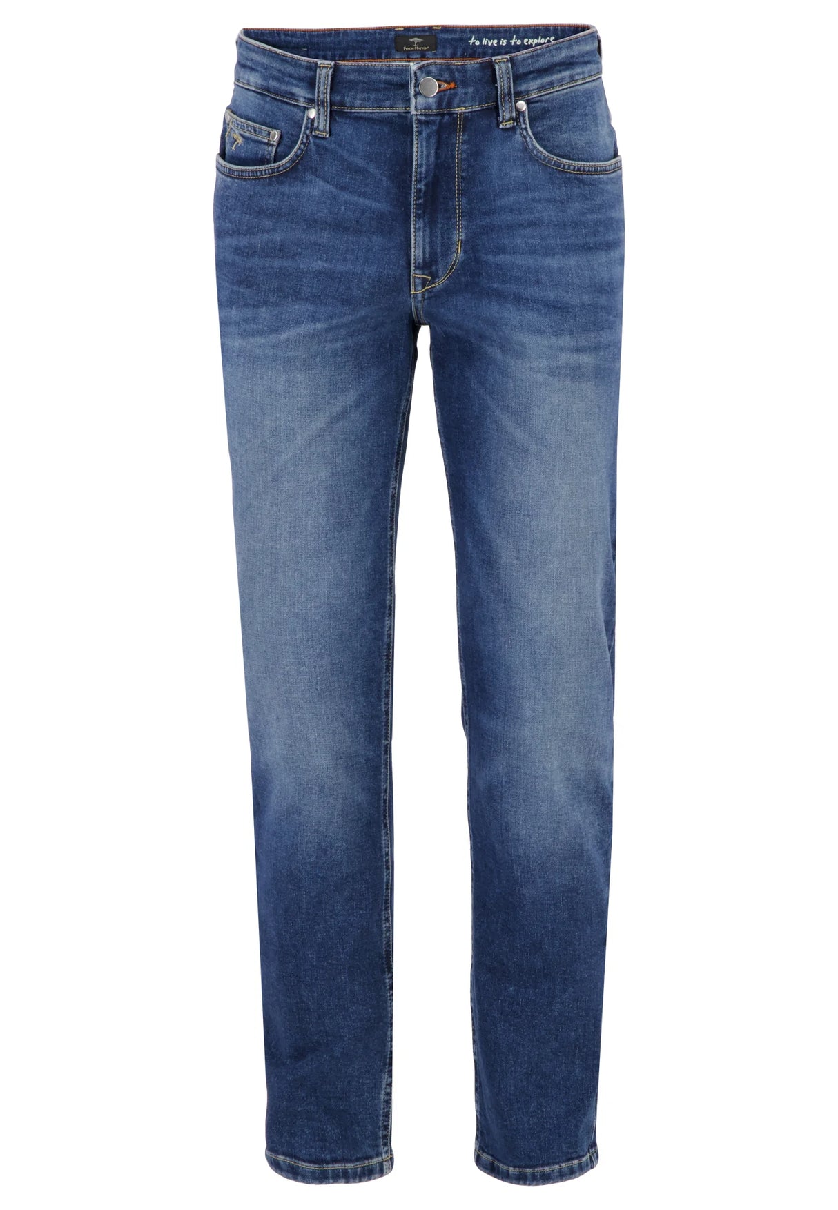 FYNCH HATTON Denim Jeans - Men's Modern Slim Fit – Mid Blue Fynch Hatton