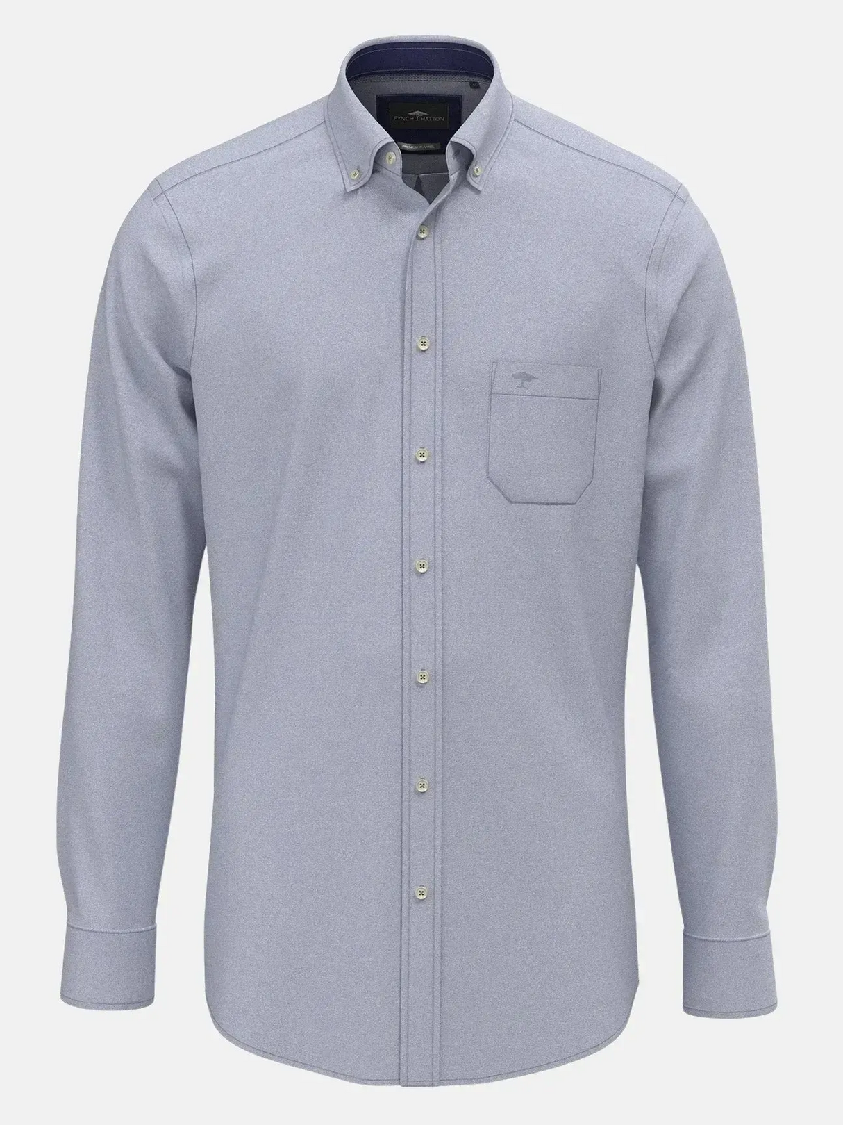 FYNCH HATTON Essential Cotton Flannel Shirt – Men's Button-Down – Crystal Blue