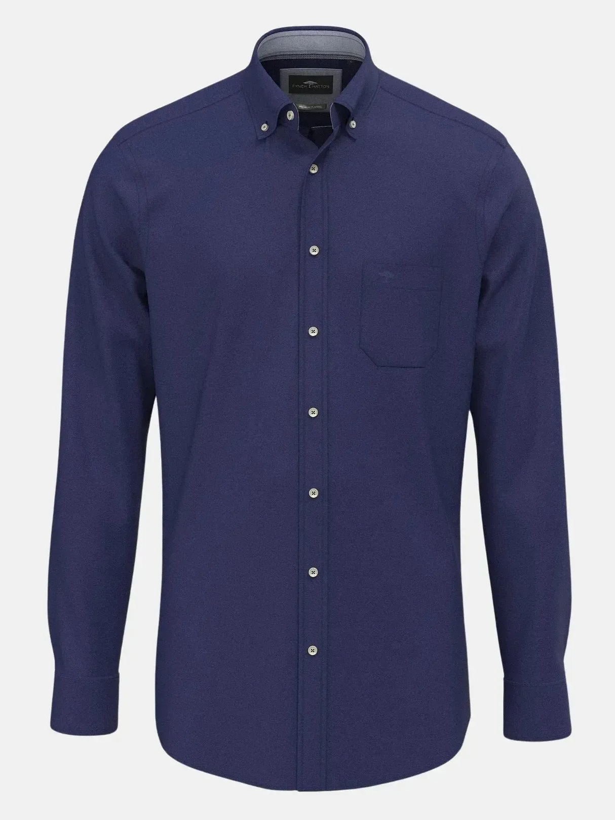 FYNCH HATTON Essential Cotton Flannel Shirt – Men's Button-Down – Navy